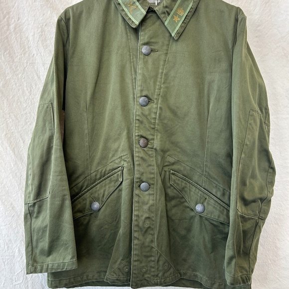 Swedish military jacket with decorated lapels, embossed buttons, multi-pockets. - Picture 3 of 8